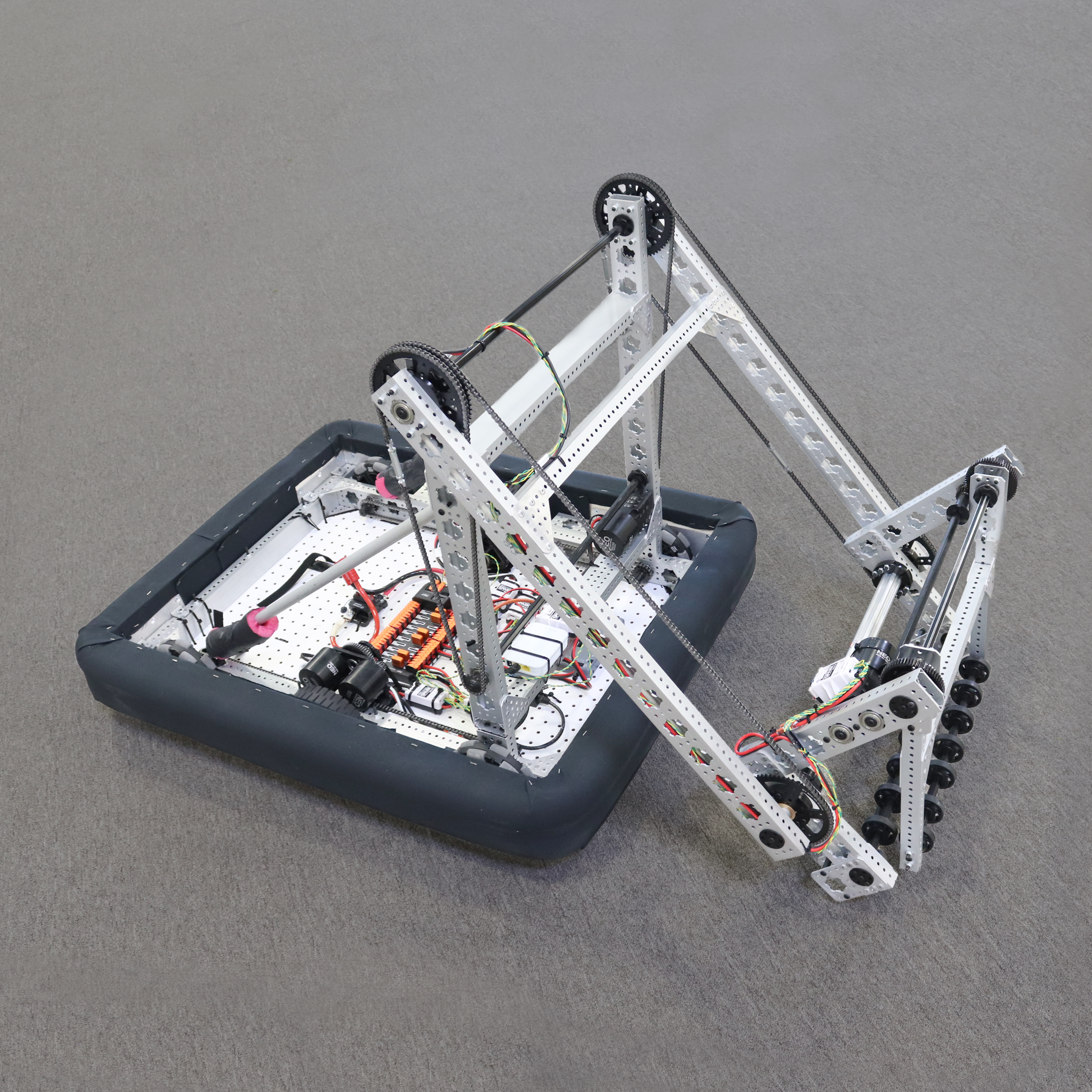 The 2023 REV ION FRC Starter bot pictured with arm fully extended. 